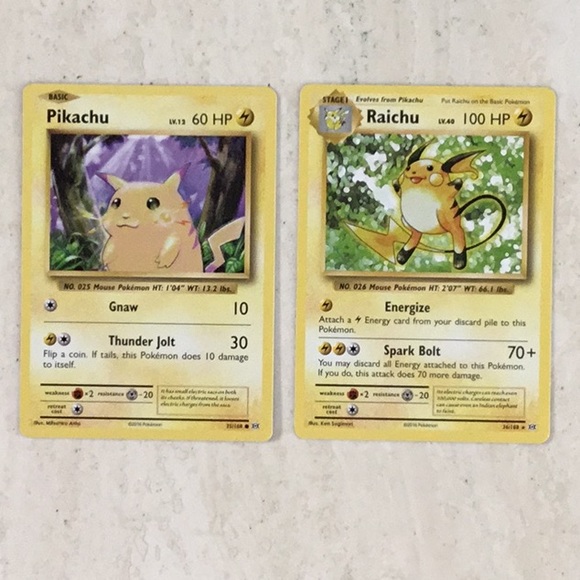 Pikachu XY 2016 & Raichu XY Pokemon Cards Evolutions 35/108 36/108 Lot Of 2 Card - Picture 1 of 8
